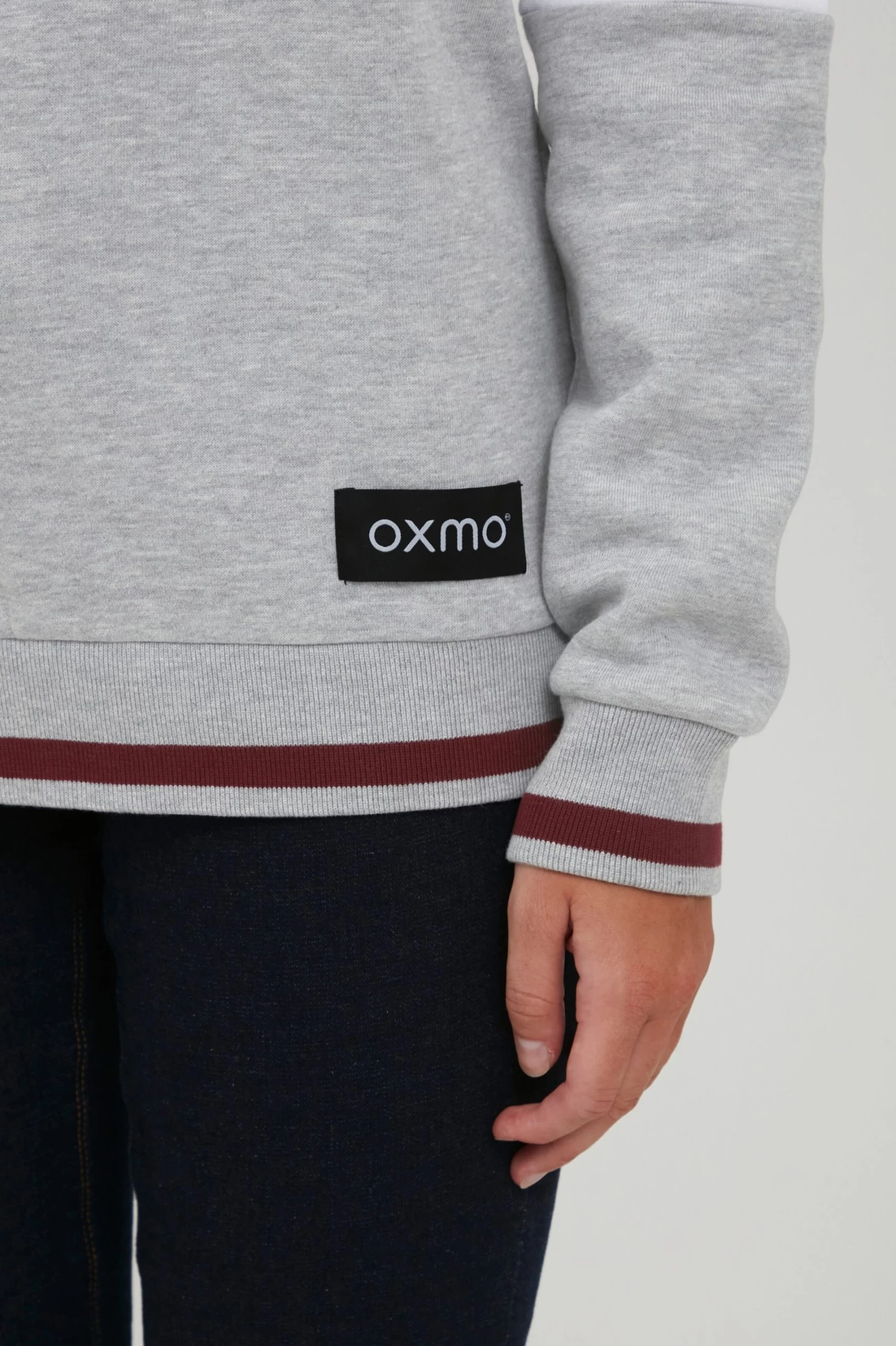 OXMO Hoodies Sweatshirt Omara Dames Grijs Gemêleerd / Wijnrood 8 OXMO Hoodies Sweatshirt Omara Dames Grijs Gemêleerd / Wijnrood - Afbeelding 6