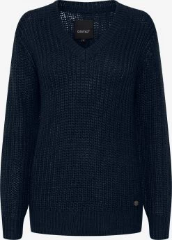 OXMO Basic Truien Trui Lavea Dames Blauw Gemêleerd