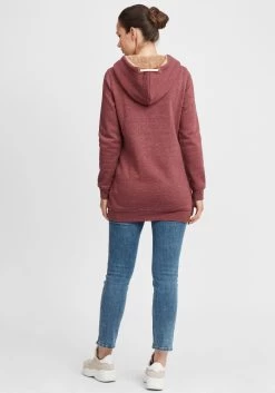 OXMO Hoodies Sweatshirt Vicky Pile Hood Long Dames Rood / Wijnrood -Oxmo Winkel 131209564e8c6c2c1aebbf532bf5e78d