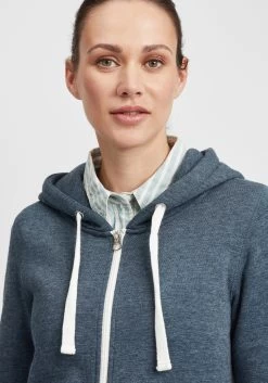 OXMO Sweatvesten Sweatvest Olinda Dames Blauw -Oxmo Winkel 1c07cc92ccd26f15500cc932446dd223