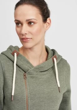 OXMO Sweatvesten Sweatvest Vicky Zip Hood Long Dames Groen -Oxmo Winkel 1c489d3c8710b9783c523cb603b69e4b
