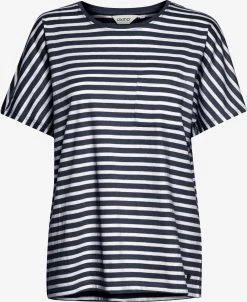 OXMO T-shirts Shirt Steffi Dames Blauw Gemêleerd / Wit