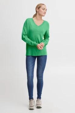 OXMO Fijngebreide Truien Trui Dames Groen -Oxmo Winkel 2d616022fb788f1ab76124af66193971