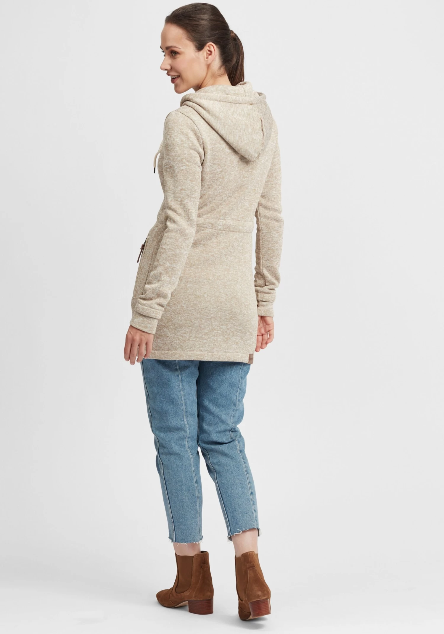 OXMO Sweatvesten Sweatvest Thora Dames Sand 6 OXMO Sweatvesten Sweatvest Thora Dames Sand - Afbeelding 4