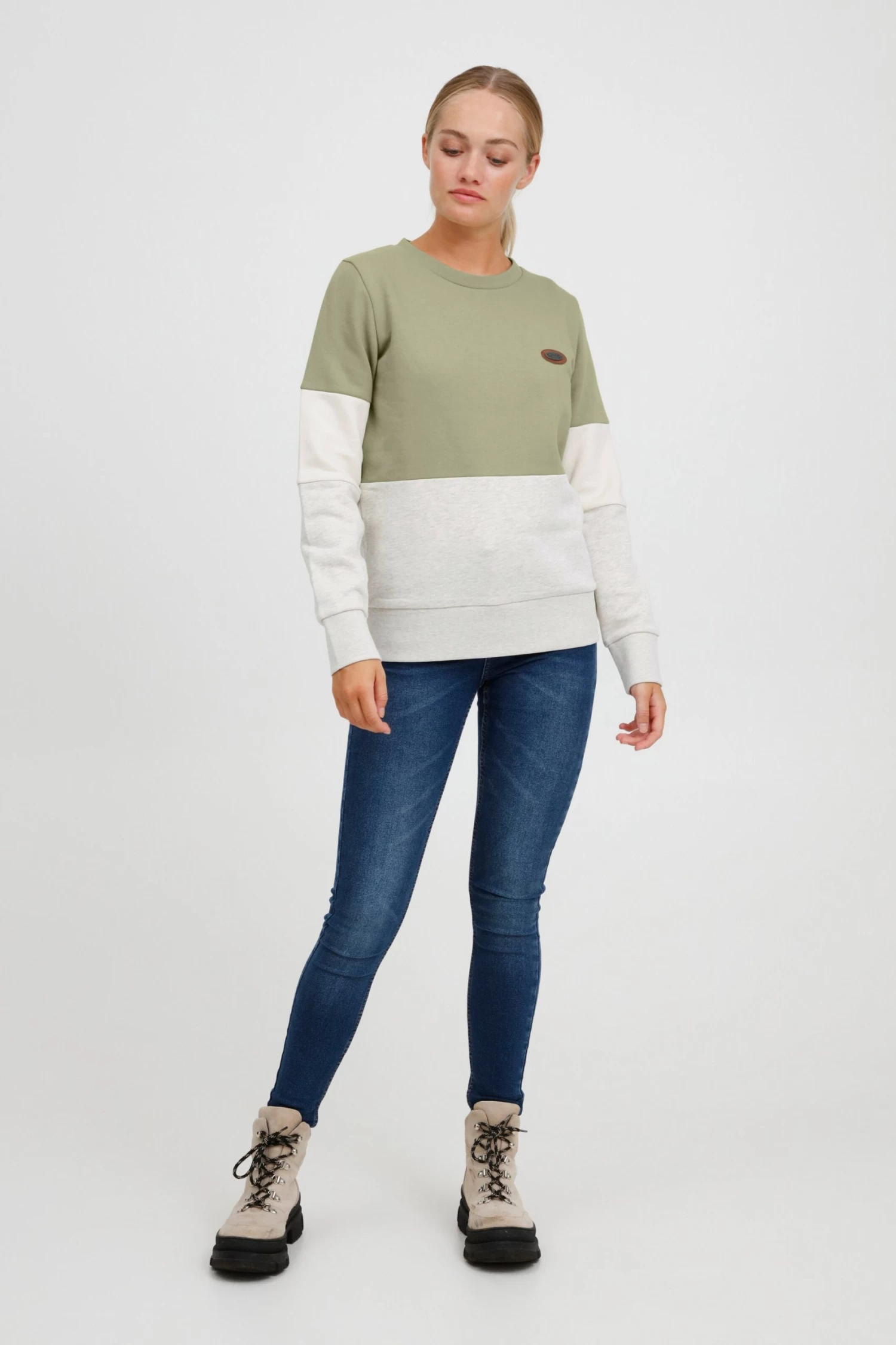 OXMO Sweatshirts Sweatshirt Trine Dames Olijfgroen 5 OXMO Sweatshirts Sweatshirt Trine Dames Olijfgroen - Afbeelding 3