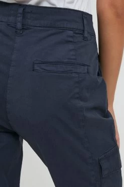 OXMO Cargobroeken Tapered Cargobroek Dames Blauw Gemêleerd -Oxmo Winkel 4765be7d81b2b019f6597fa301878e7b