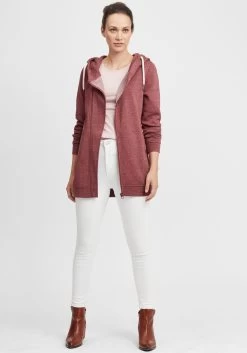 OXMO Sweatvesten Sweatvest Vicky Zip Hood Long Dames Rood -Oxmo Winkel 4d9dfdc9c876332fac0d333a18d7c199