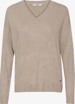 OXMO Fijngebreide Truien Trui Dames Donkerbeige