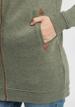 OXMO Sweatvesten Sweatvest Vicky Zip Hood Long Dames Groen -Oxmo Winkel 6c2f8e16b4d50761f922a09883ab9542