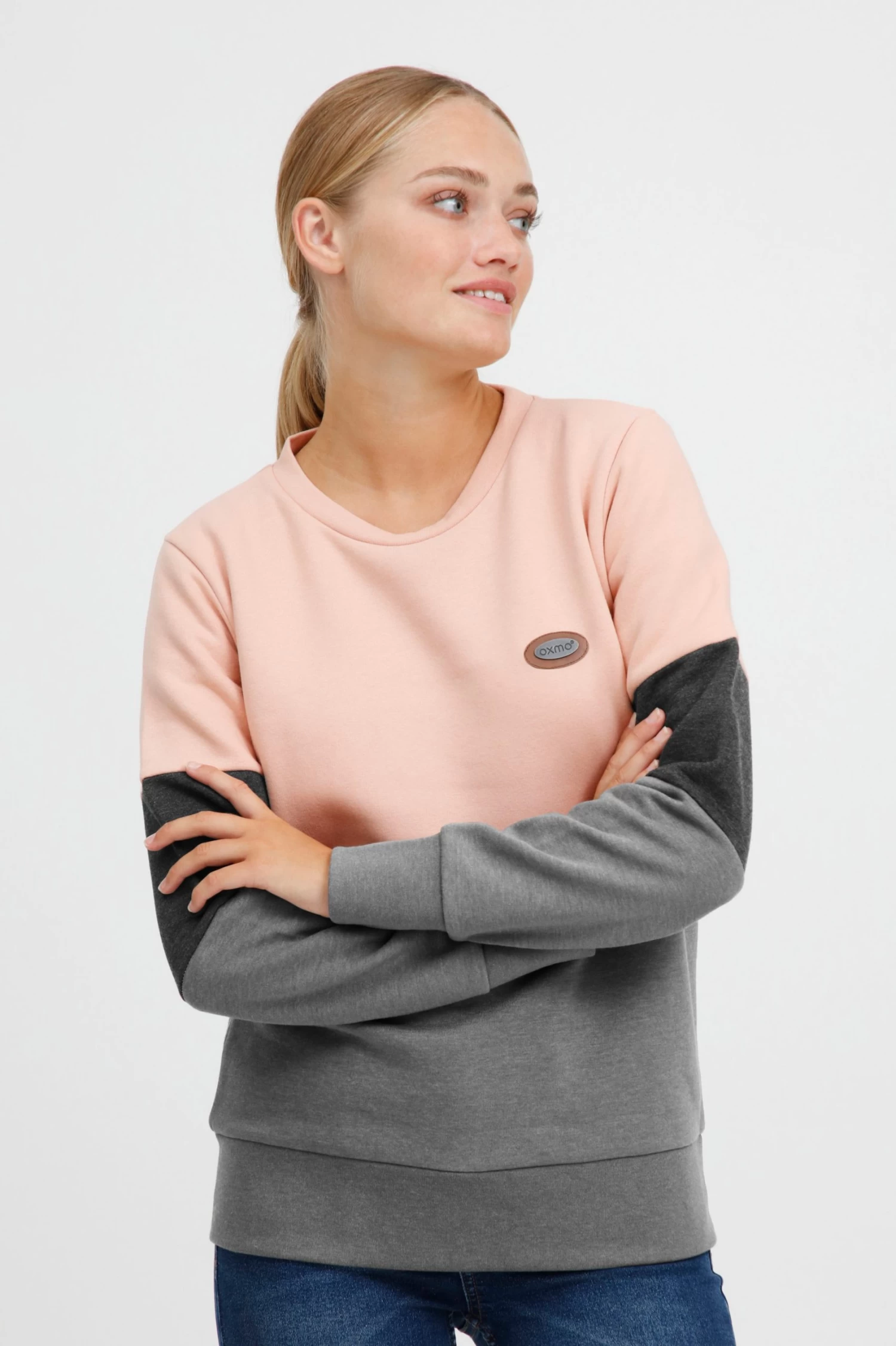OXMO Sweatshirts Sweatshirt Trine Dames Donkergrijs / Grijs Gemêleerd / Rosa 4 OXMO Sweatshirts Sweatshirt Trine Dames Donkergrijs / Grijs Gemêleerd / Rosa - Afbeelding 2