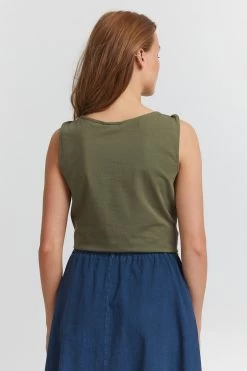 OXMO Mouwloze Shirts Top Dames Olijfgroen -Oxmo Winkel 6e6d7478cd34d658cd32c7adb2202dd4