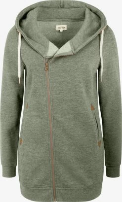 OXMO Sweatvesten Sweatvest Vicky Zip Hood Long Dames Groen