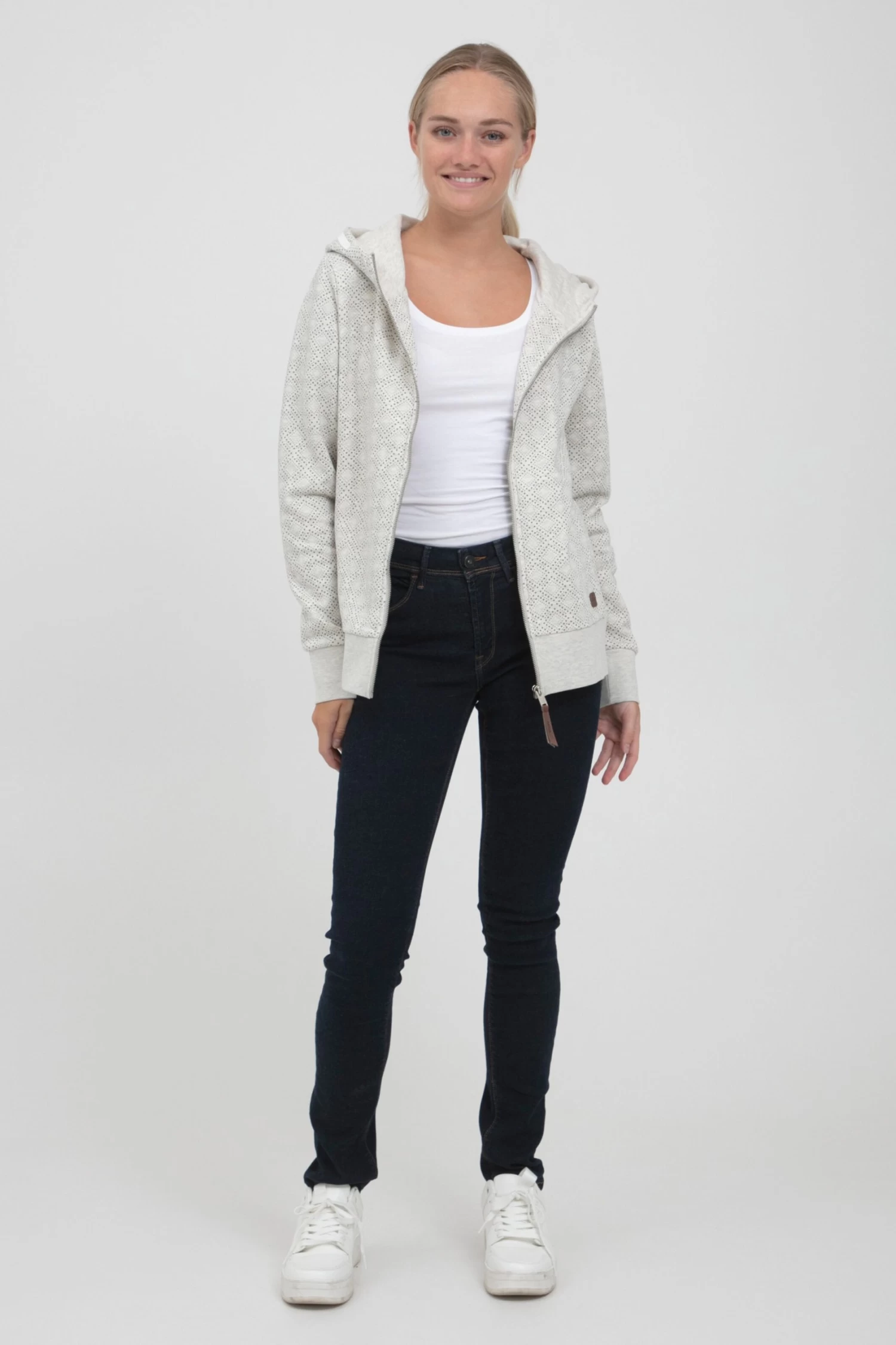 OXMO Sweatvesten Sweatvest VENDELA Dames Lichtgrijs 5 OXMO Sweatvesten Sweatvest VENDELA Dames Lichtgrijs - Afbeelding 3