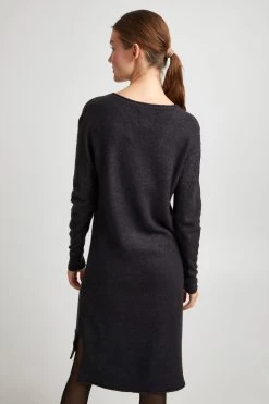 OXMO Gebreide Jurken Gebreide Jurk Ida Dames Donkergrijs -Oxmo Winkel 778599c26e407a5799ddfb2debe84c13