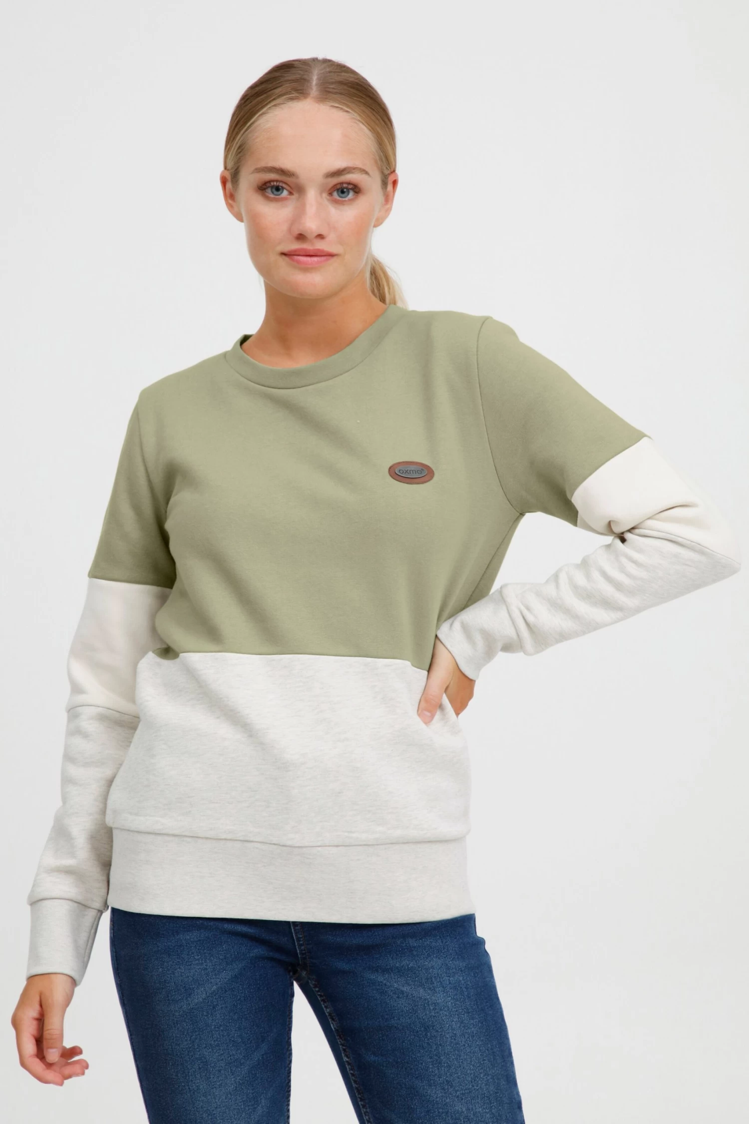 OXMO Sweatshirts Sweatshirt Trine Dames Olijfgroen 4 OXMO Sweatshirts Sweatshirt Trine Dames Olijfgroen - Afbeelding 2