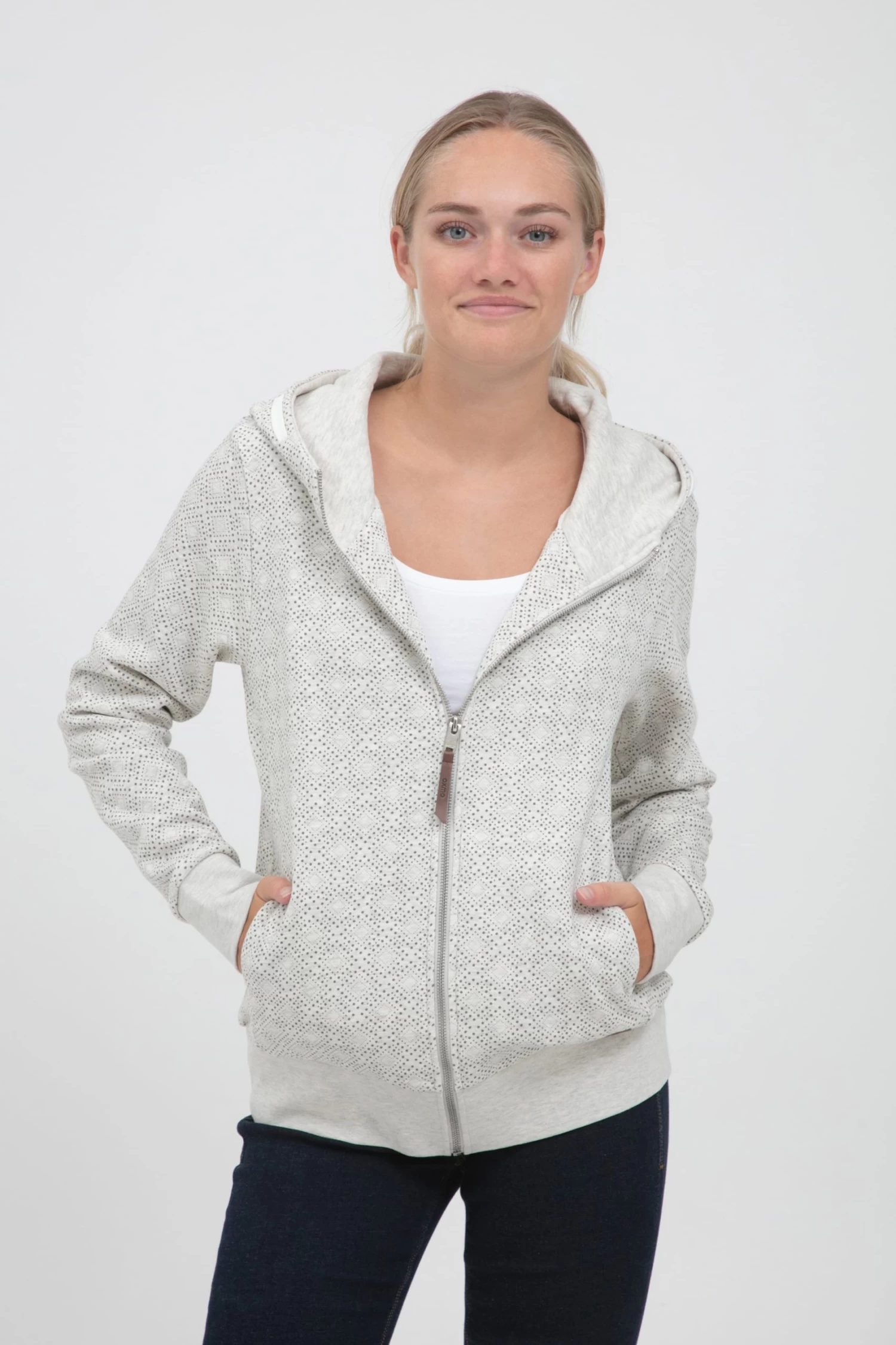 OXMO Sweatvesten Sweatvest VENDELA Dames Lichtgrijs 4 OXMO Sweatvesten Sweatvest VENDELA Dames Lichtgrijs - Afbeelding 2