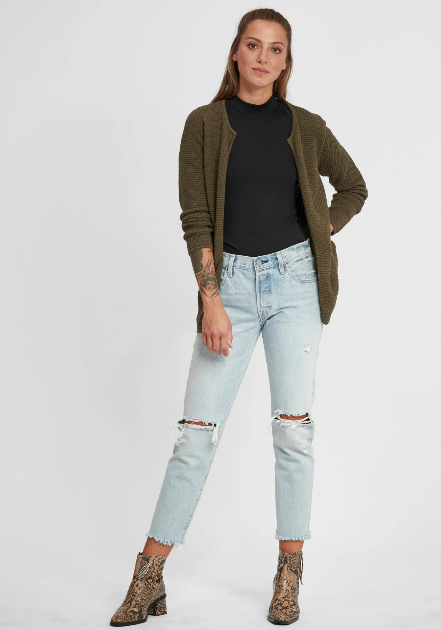 OXMO Vesten Gebreid Vest Hilda Dames Groen 5 OXMO Vesten Gebreid Vest Hilda Dames Groen - Afbeelding 3