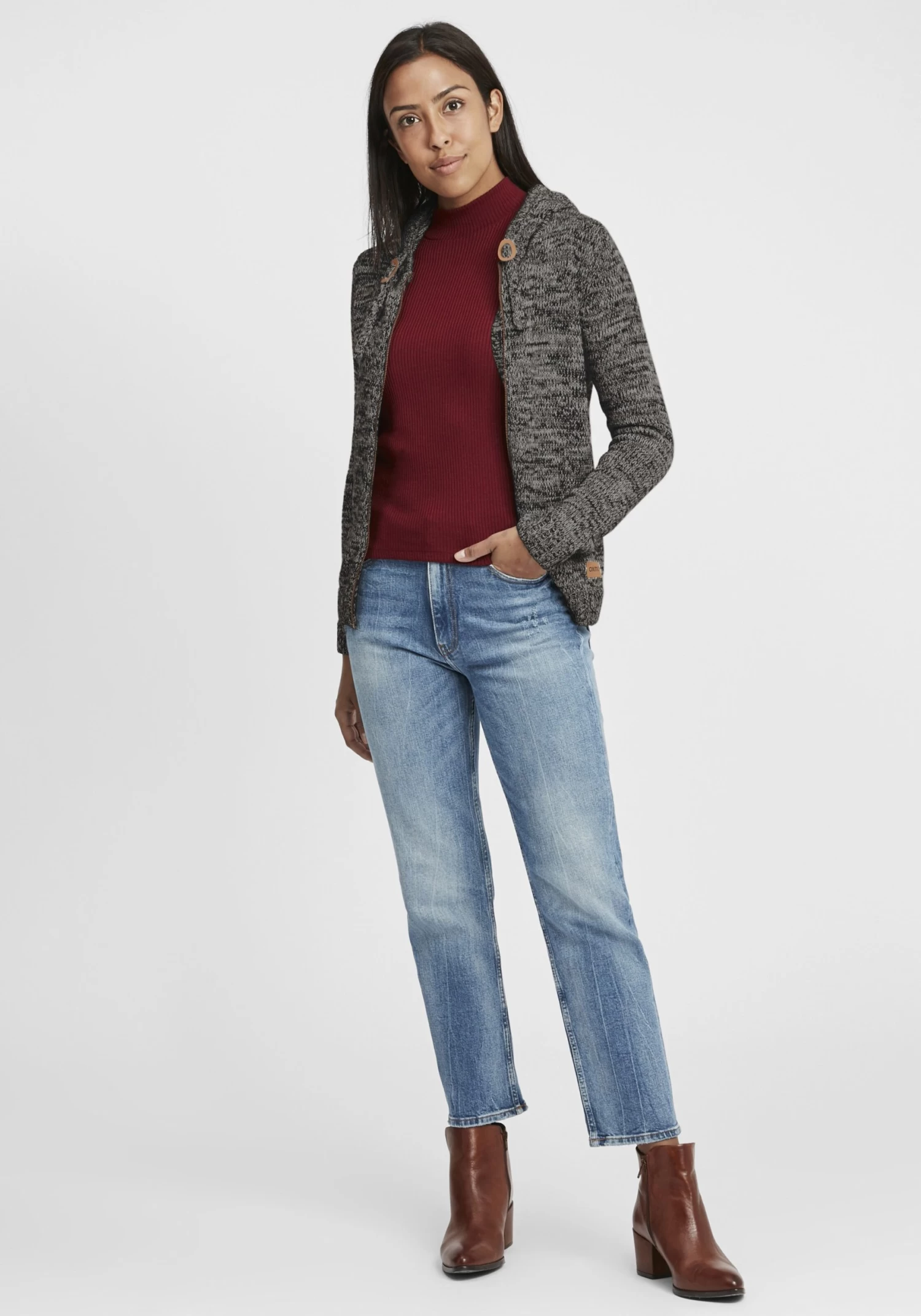 OXMO Vesten Gebreid Vest Philadelphia Dames Donkergrijs 5 OXMO Vesten Gebreid Vest Philadelphia Dames Donkergrijs - Afbeelding 3