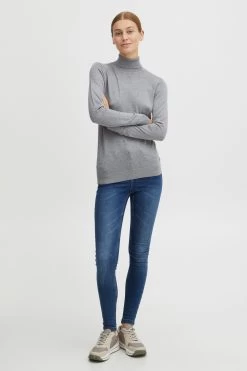 OXMO Coltruien Trui Dames Grijs Gemêleerd -Oxmo Winkel a239555f6c3b1d41eb42f19bfb22514a