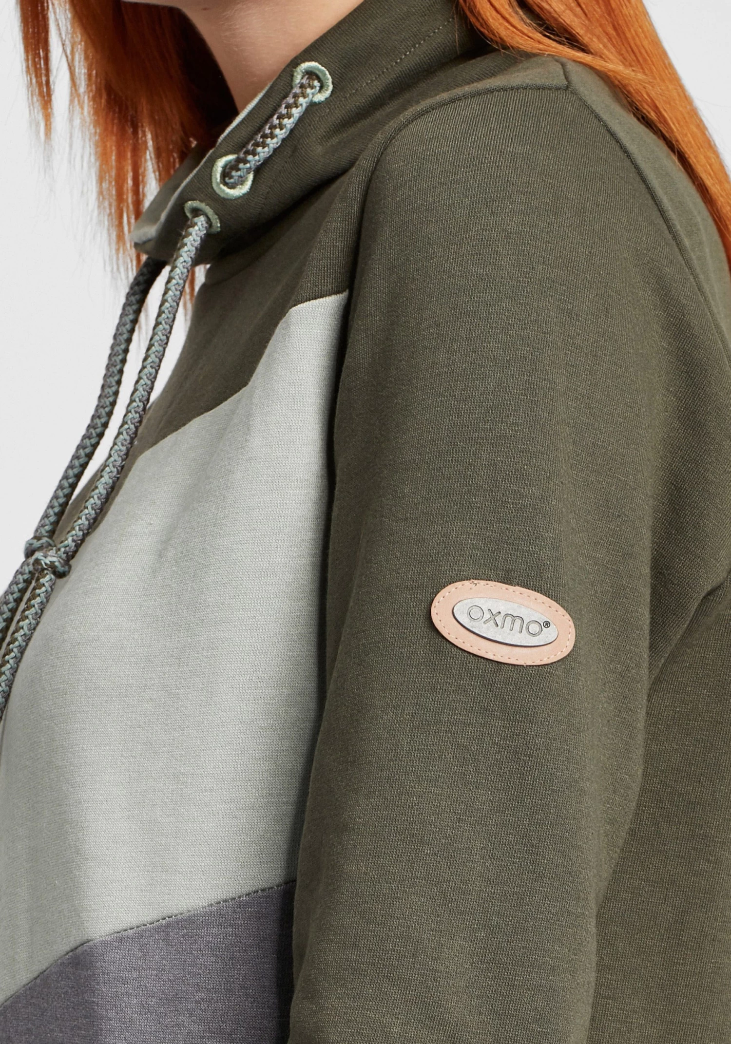 OXMO Truien Trui Agda Dames Grijs / Olijfgroen 8 OXMO Truien Trui Agda Dames Grijs / Olijfgroen - Afbeelding 6