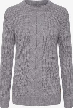 OXMO Fijngebreide Truien Trui Natasja Dames Grijs Gemêleerd