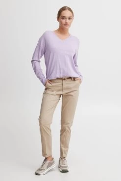 OXMO Pantalons Tapered Broek Dames Beige -Oxmo Winkel b8617d5d74e3c982a45730085802aa83