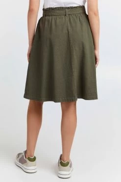 OXMO Midi Rokken Rok Lerke Dames Olijfgroen -Oxmo Winkel b8ee70166847f79ccb6f6d261029f0e2