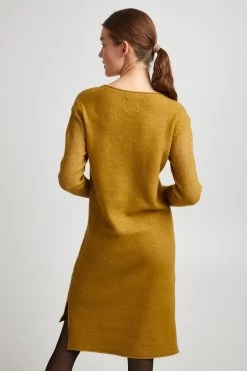 OXMO Gebreide Jurken Gebreide Jurk IDA Dames Donkergeel -Oxmo Winkel c0cfa49403f8e34994f3a1b28f8fef03