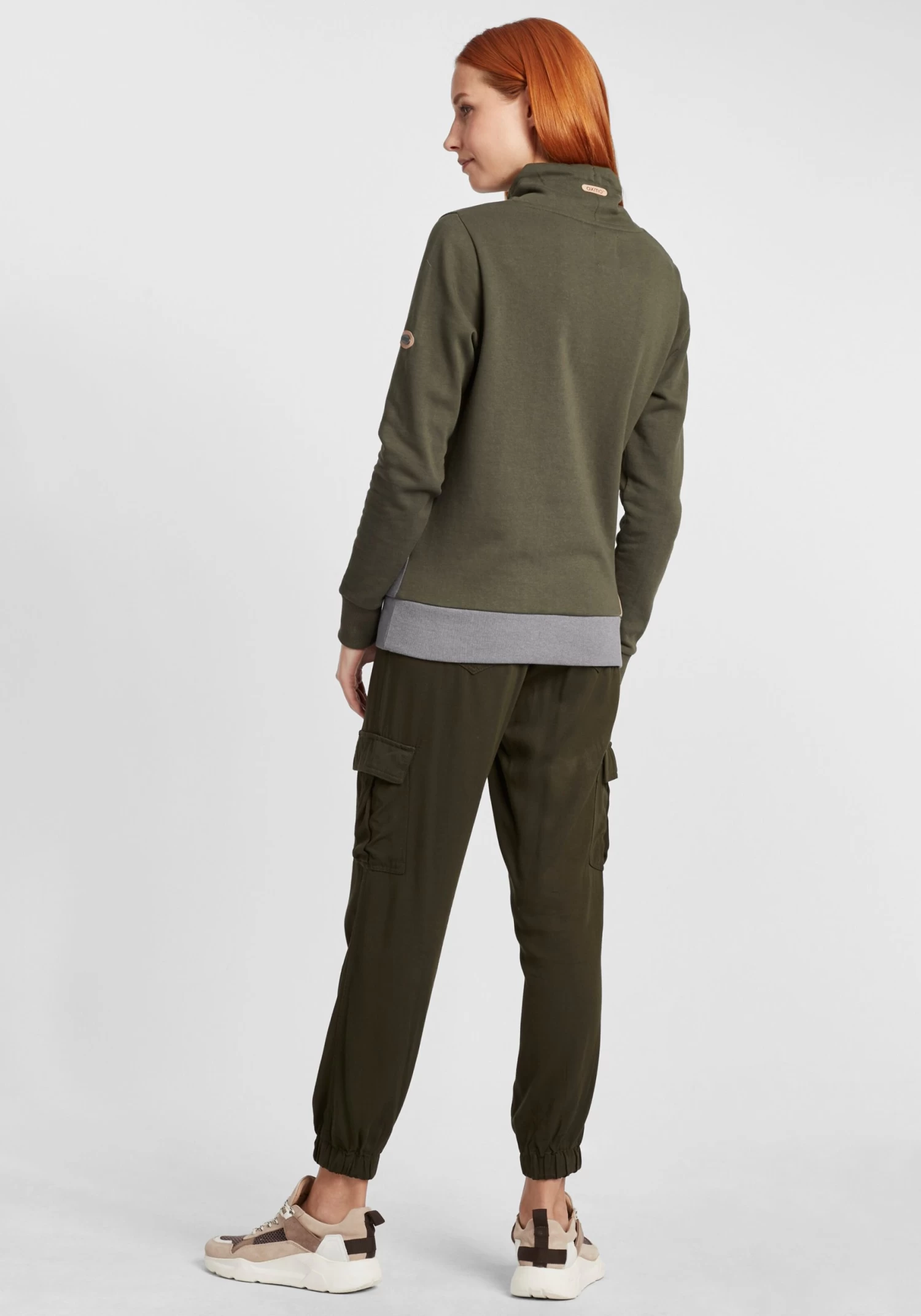 OXMO Truien Trui Agda Dames Grijs / Olijfgroen 6 OXMO Truien Trui Agda Dames Grijs / Olijfgroen - Afbeelding 4