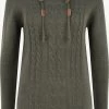 OXMO Hoodies Trui Cable Dames Olijfgroen