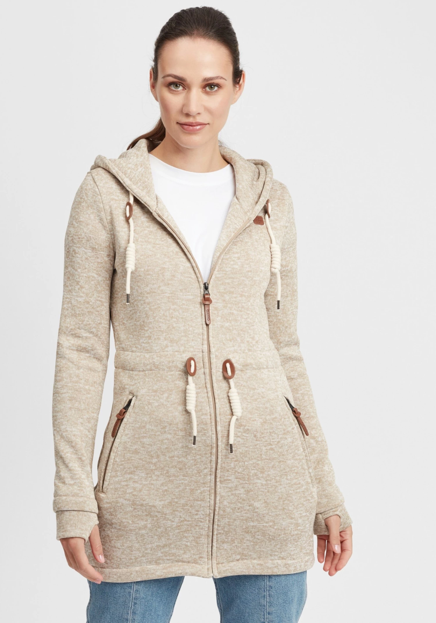 OXMO Sweatvesten Sweatvest Thora Dames Sand 4 OXMO Sweatvesten Sweatvest Thora Dames Sand - Afbeelding 2