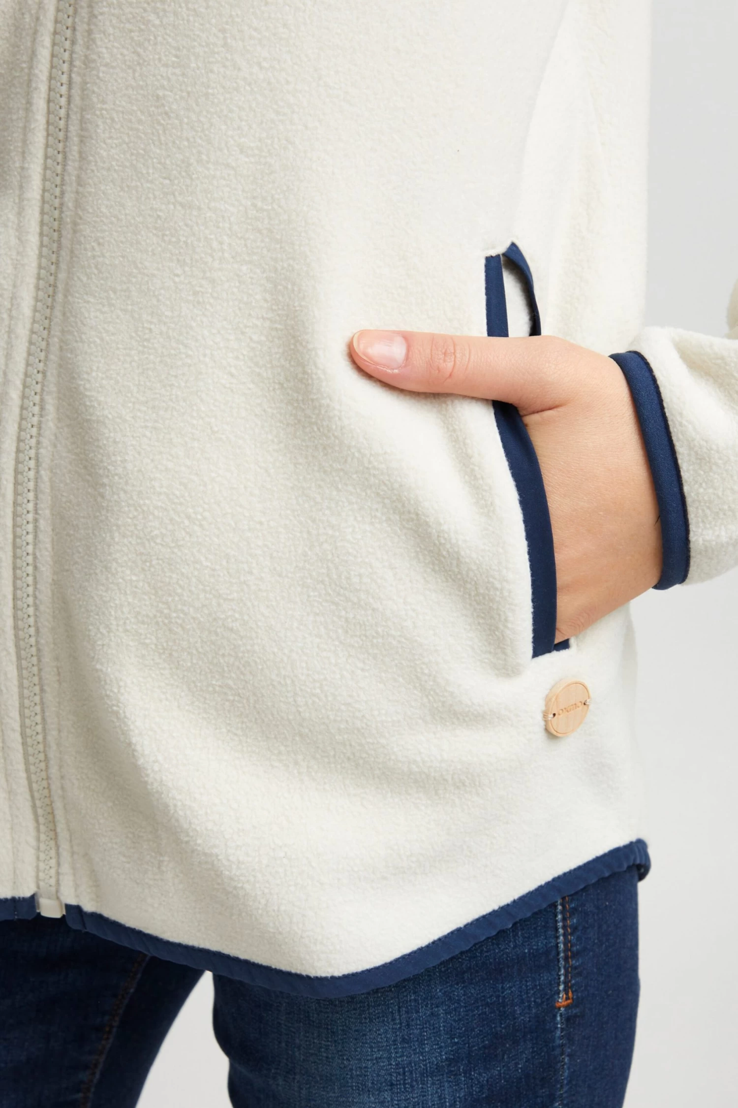 OXMO Sweatvesten Sweatvest MALIN Dames Beige / Donkerblauw 8 OXMO Sweatvesten Sweatvest MALIN Dames Beige / Donkerblauw - Afbeelding 6