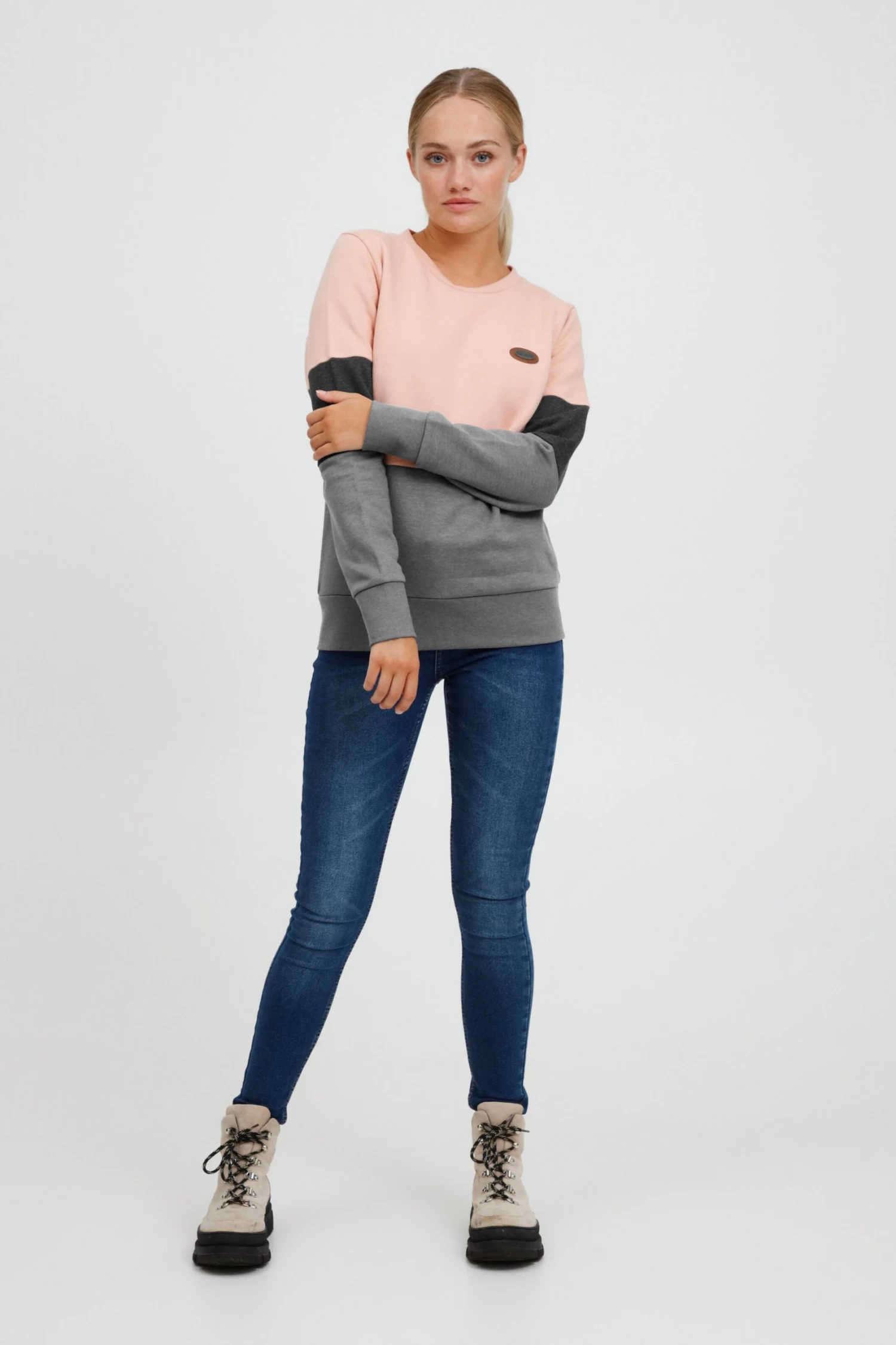 OXMO Sweatshirts Sweatshirt Trine Dames Donkergrijs / Grijs Gemêleerd / Rosa 5 OXMO Sweatshirts Sweatshirt Trine Dames Donkergrijs / Grijs Gemêleerd / Rosa - Afbeelding 3