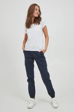 OXMO Cargobroeken Tapered Cargobroek Dames Blauw Gemêleerd -Oxmo Winkel db9ce35e64c4c2e1769899c3ca18ea9a