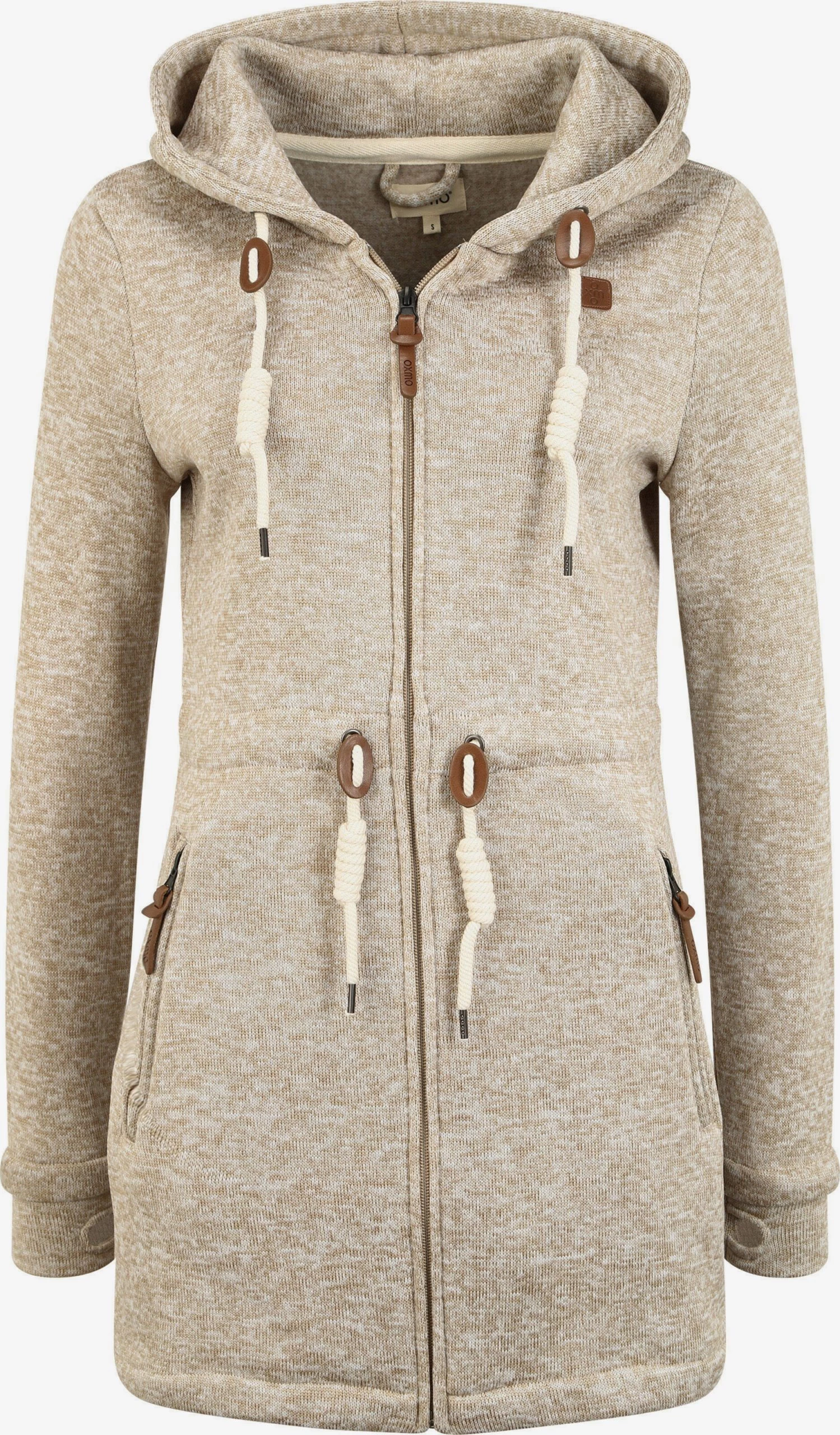 OXMO Sweatvesten Sweatvest Thora Dames Sand 3 OXMO Sweatvesten Sweatvest Thora Dames Sand