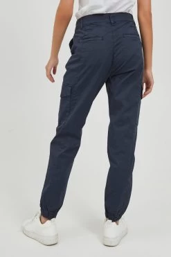 OXMO Cargobroeken Tapered Cargobroek Dames Blauw Gemêleerd -Oxmo Winkel e66a4a087f7349ee1a476d7a5ae42281