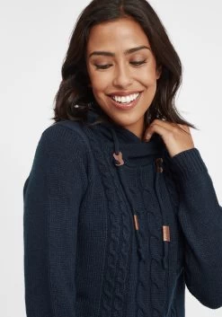 OXMO Hoodies Trui Cable Dames Blauw -Oxmo Winkel f2e800779bb6d8f12b8ef381bd0dd9f8