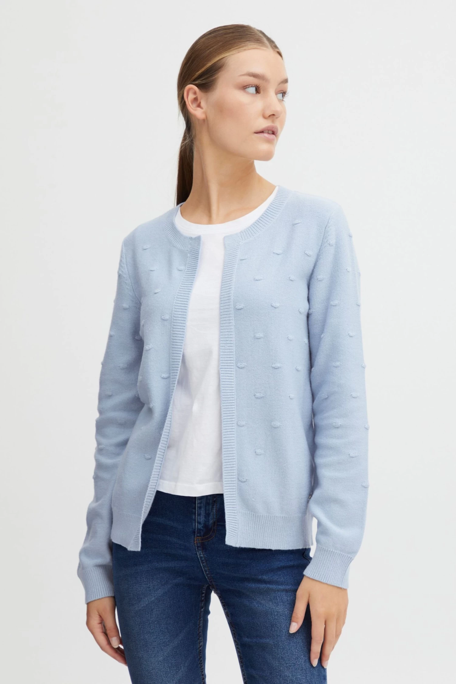 OXMO Vesten Gebreid Vest Kalotta Dames Lichtblauw 4 OXMO Vesten Gebreid Vest Kalotta Dames Lichtblauw - Afbeelding 2